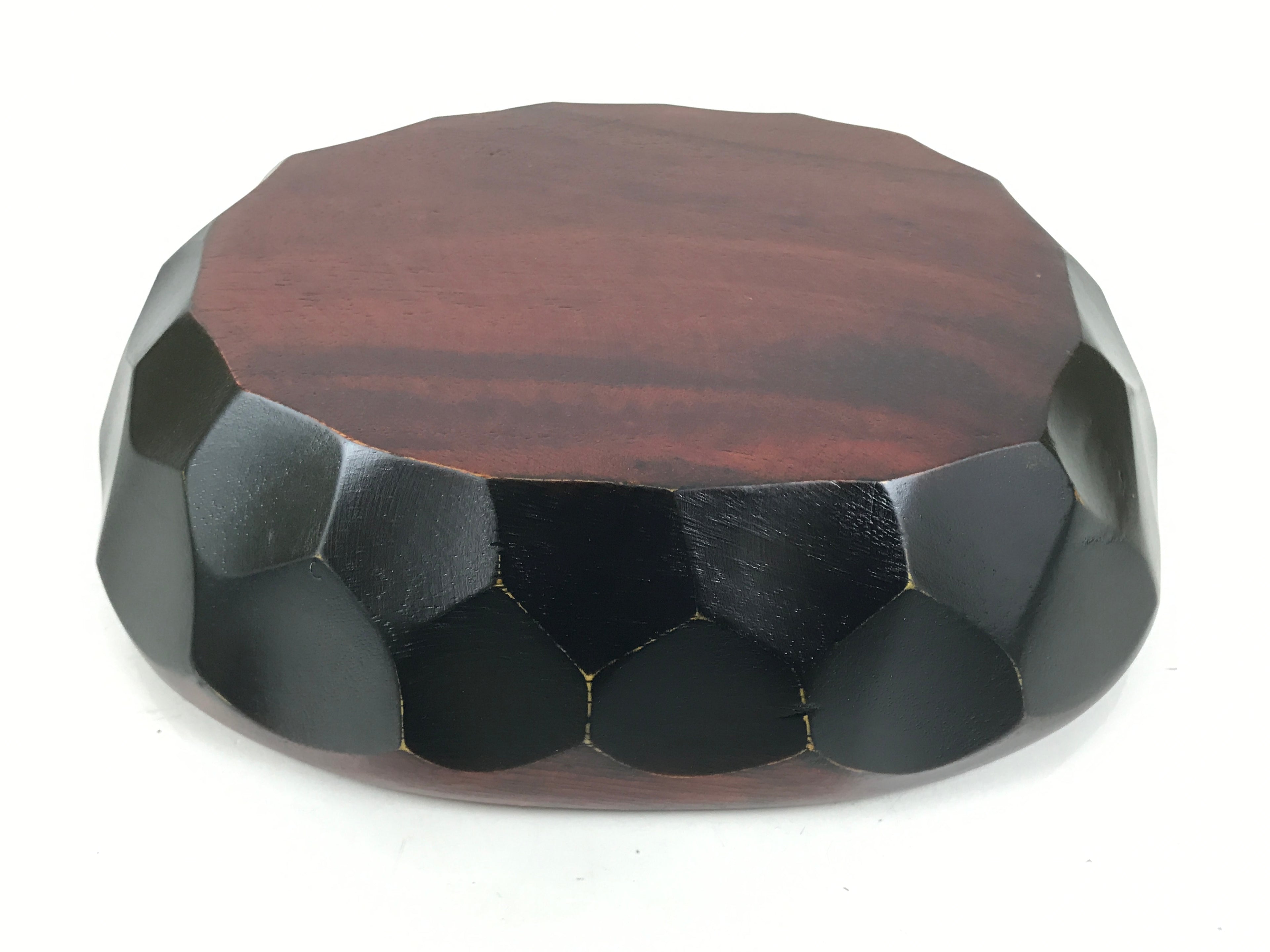 Japanese Brushed Lacquer Wooden Salad Serving Bowl Vtg Dish Utensils Brown L448