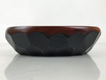 Japanese Brushed Lacquer Wooden Salad Serving Bowl Vtg Dish Utensils Brown L448