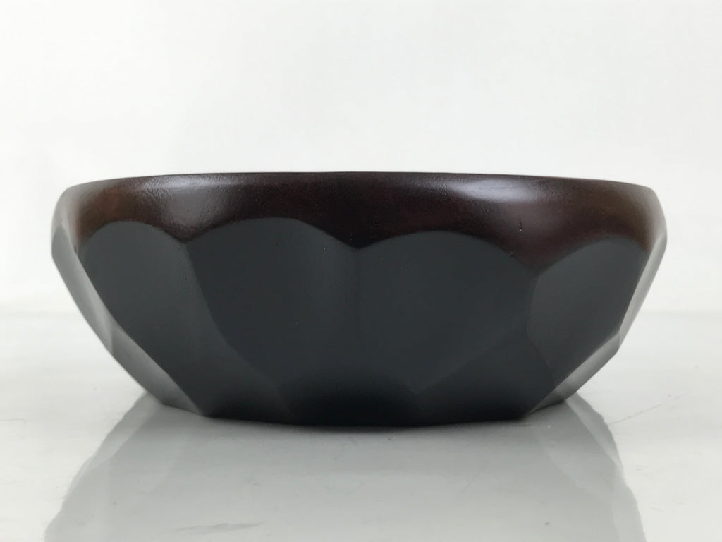 Japanese Brushed Lacquer Wooden Salad Serving Bowl Vtg Dish Utensils Brown L448
