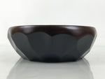 Japanese Brushed Lacquer Wooden Salad Serving Bowl Vtg Dish Utensils Brown L448