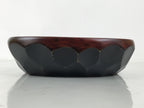 Japanese Brushed Lacquer Wooden Salad Serving Bowl Vtg Dish Utensils Brown L448