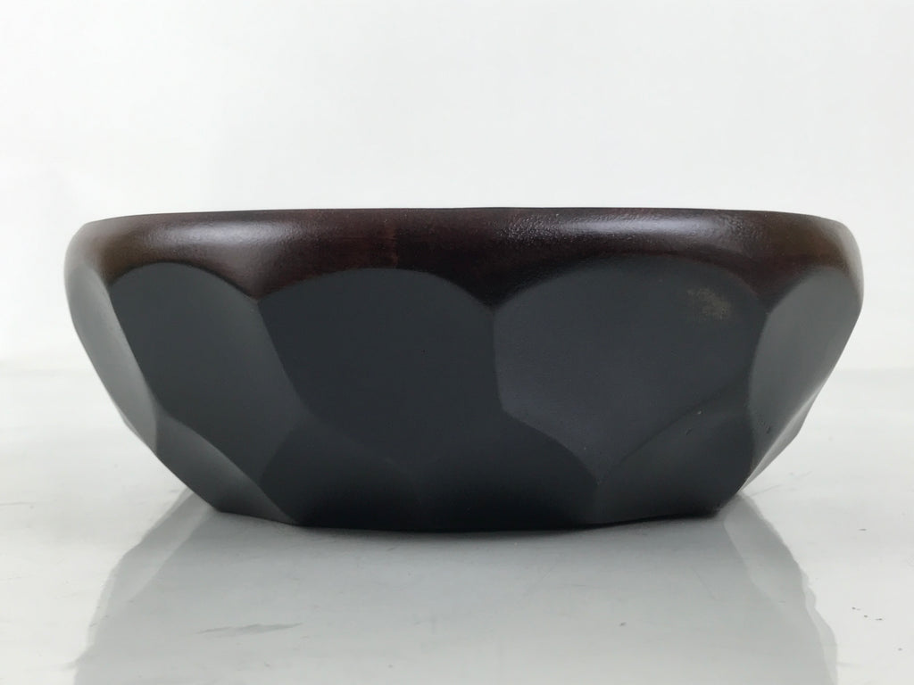 Japanese Brushed Lacquer Wooden Salad Serving Bowl Vtg Dish Utensils Brown L448