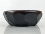Japanese Brushed Lacquer Wooden Salad Serving Bowl Vtg Dish Utensils Brown L448
