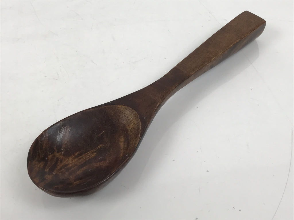 Japanese Brushed Lacquer Wooden Salad Serving Bowl Vtg Dish Utensils Brown L449