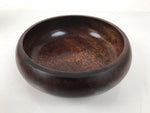 Japanese Brushed Lacquer Wooden Salad Serving Bowl Vtg Dish Utensils Brown L449
