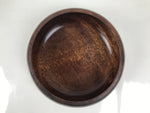 Japanese Brushed Lacquer Wooden Salad Serving Bowl Vtg Dish Utensils Brown L449