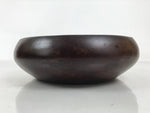 Japanese Brushed Lacquer Wooden Salad Serving Bowl Vtg Dish Utensils Brown L449