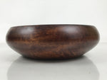 Japanese Brushed Lacquer Wooden Salad Serving Bowl Vtg Dish Utensils Brown L449