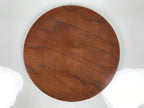 Japanese Brushed Lacquer Wooden Serving Tray Obon Vtg Round Brown Grain L566