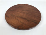 Japanese Brushed Lacquer Wooden Serving Tray Obon Vtg Round Brown Grain L566