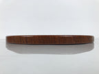 Japanese Brushed Lacquer Wooden Serving Tray Obon Vtg Round Brown Grain L566