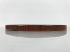 Japanese Brushed Lacquer Wooden Serving Tray Obon Vtg Round Brown Grain L566