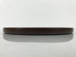 Japanese Brushed Lacquer Wooden Serving Tray Obon Vtg Round Brown Grain L610