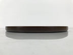 Japanese Brushed Lacquer Wooden Serving Tray Obon Vtg Round Brown Grain L610