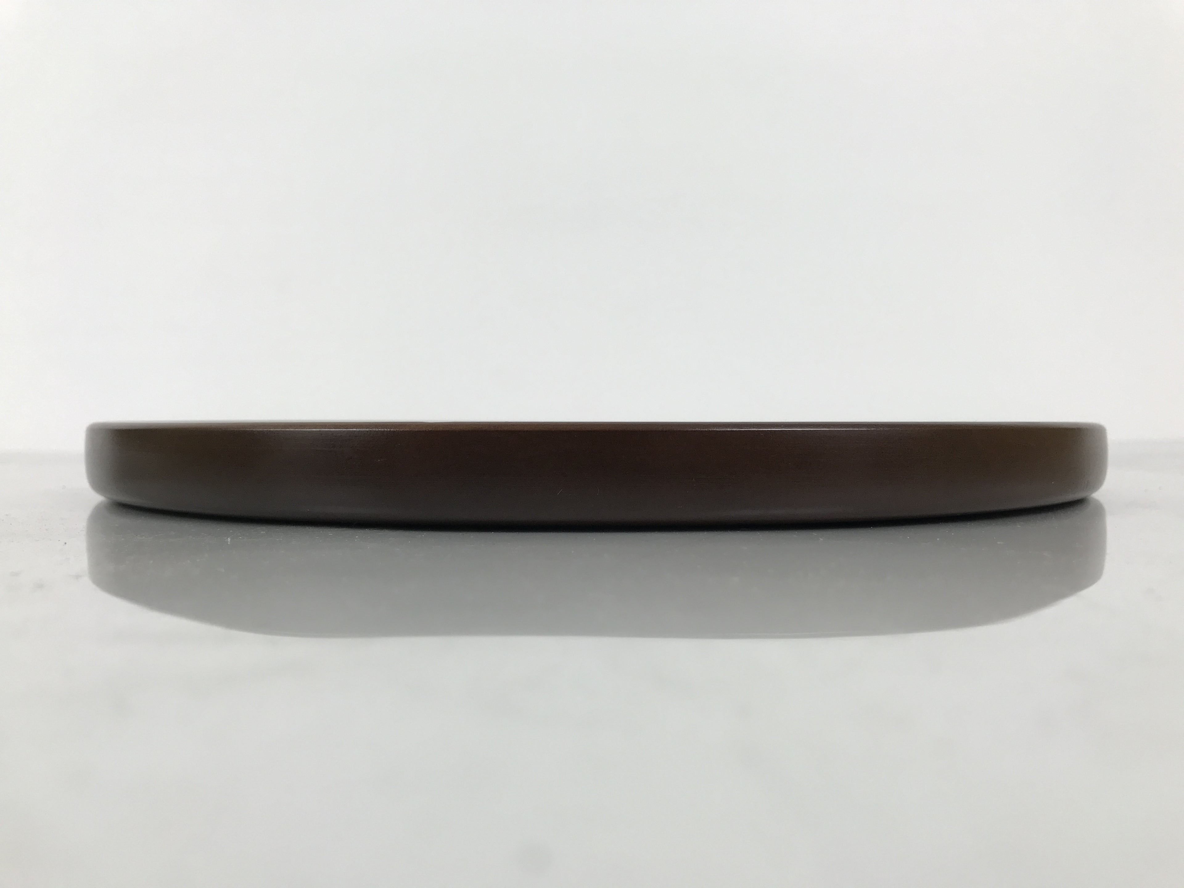 Japanese Brushed Lacquer Wooden Serving Tray Obon Vtg Round Brown Grain L610