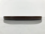 Japanese Brushed Lacquer Wooden Serving Tray Obon Vtg Round Brown Grain L610