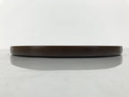 Japanese Brushed Lacquer Wooden Serving Tray Obon Vtg Round Brown Grain L610
