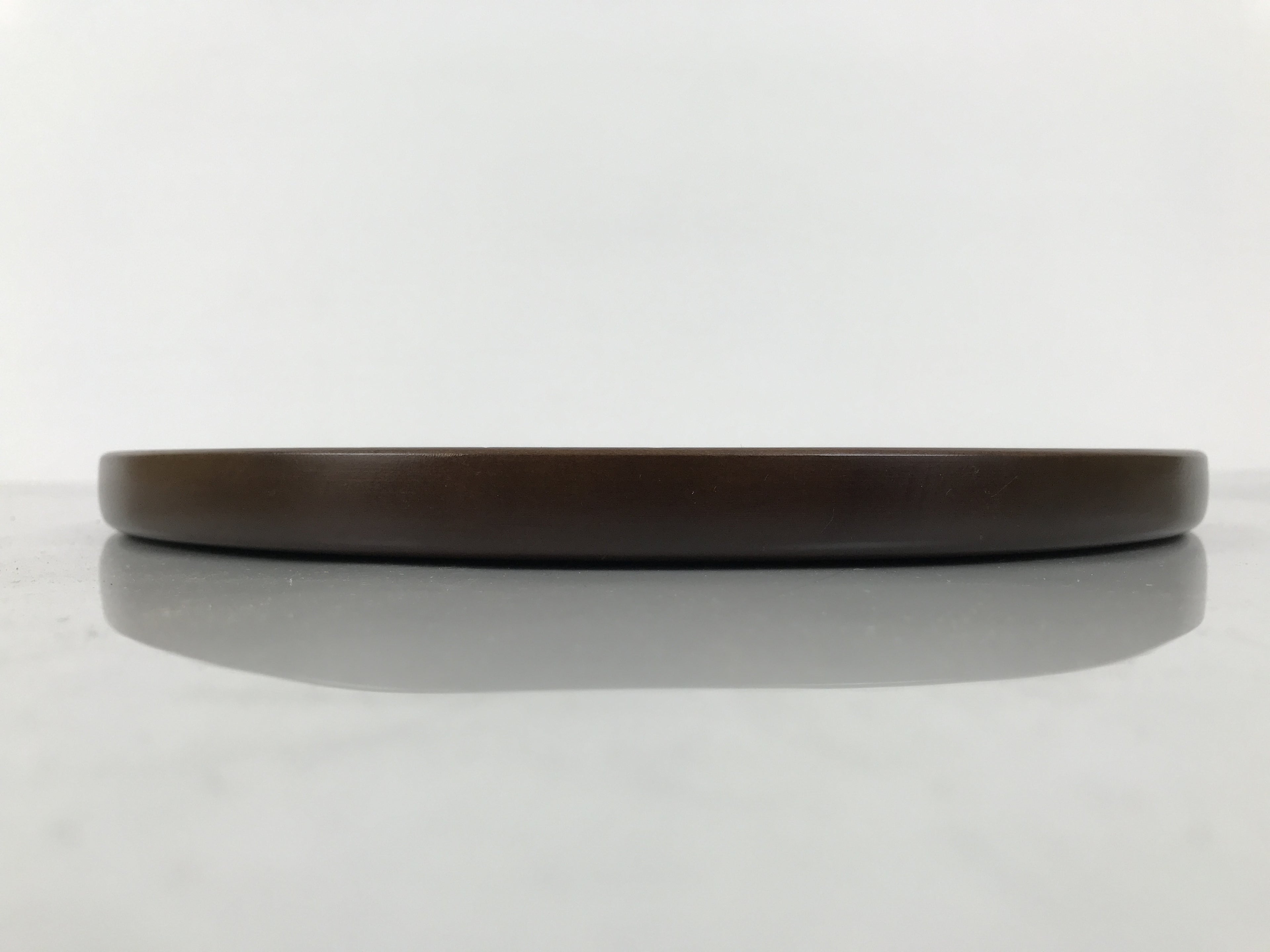 Japanese Brushed Lacquer Wooden Serving Tray Obon Vtg Round Brown Grain L610