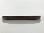 Japanese Brushed Lacquer Wooden Serving Tray Obon Vtg Round Brown Grain L610