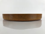 Japanese Brushed Lacquer Wooden Serving Tray Vtg Large Round Obon Brown L153