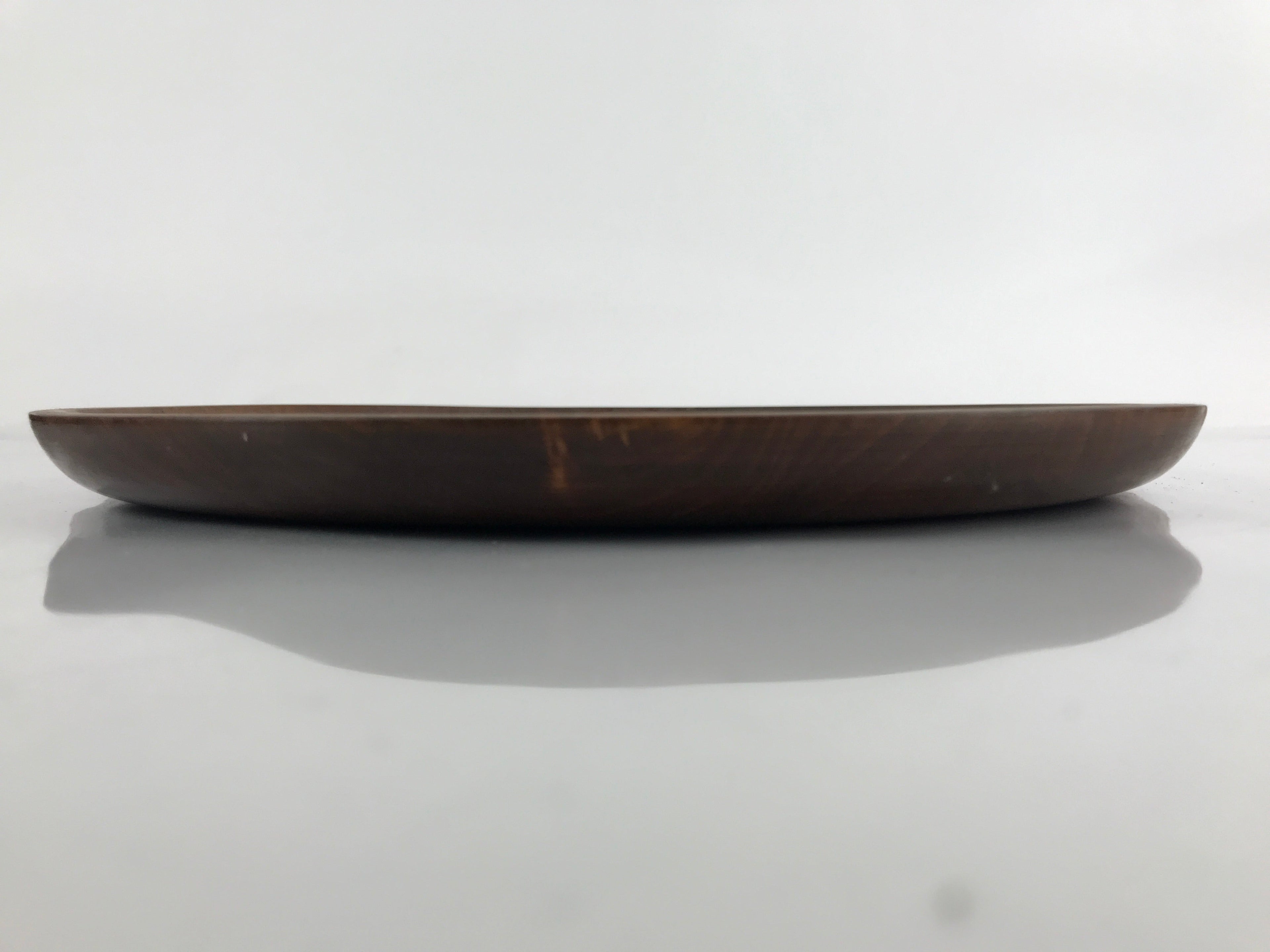 Japanese Brushed Lacquer Wooden Serving Tray Vtg Large Round Obon Brown L257