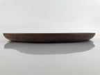 Japanese Brushed Lacquer Wooden Serving Tray Vtg Large Round Obon Brown L257