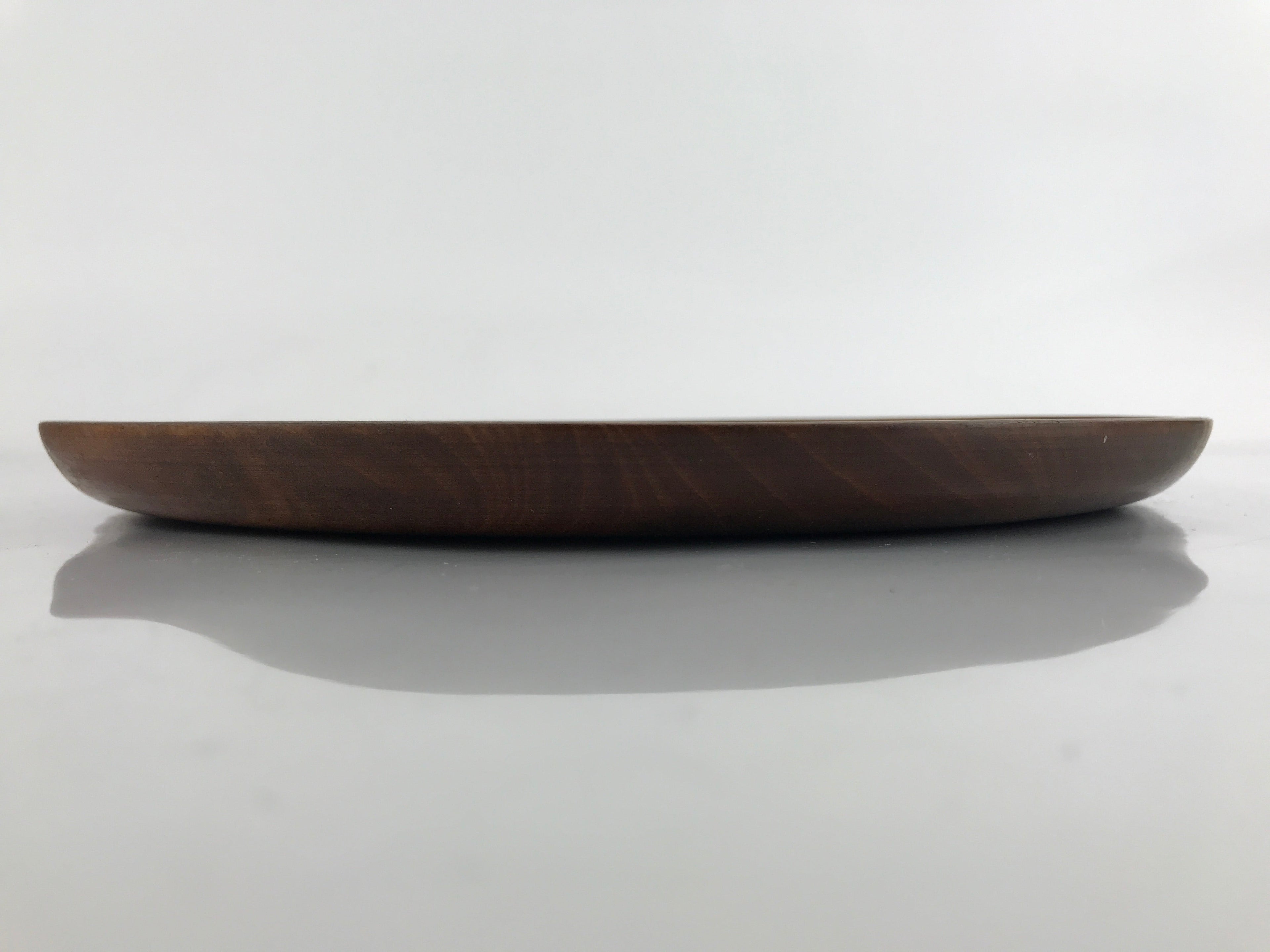 Japanese Brushed Lacquer Wooden Serving Tray Vtg Large Round Obon Brown L257