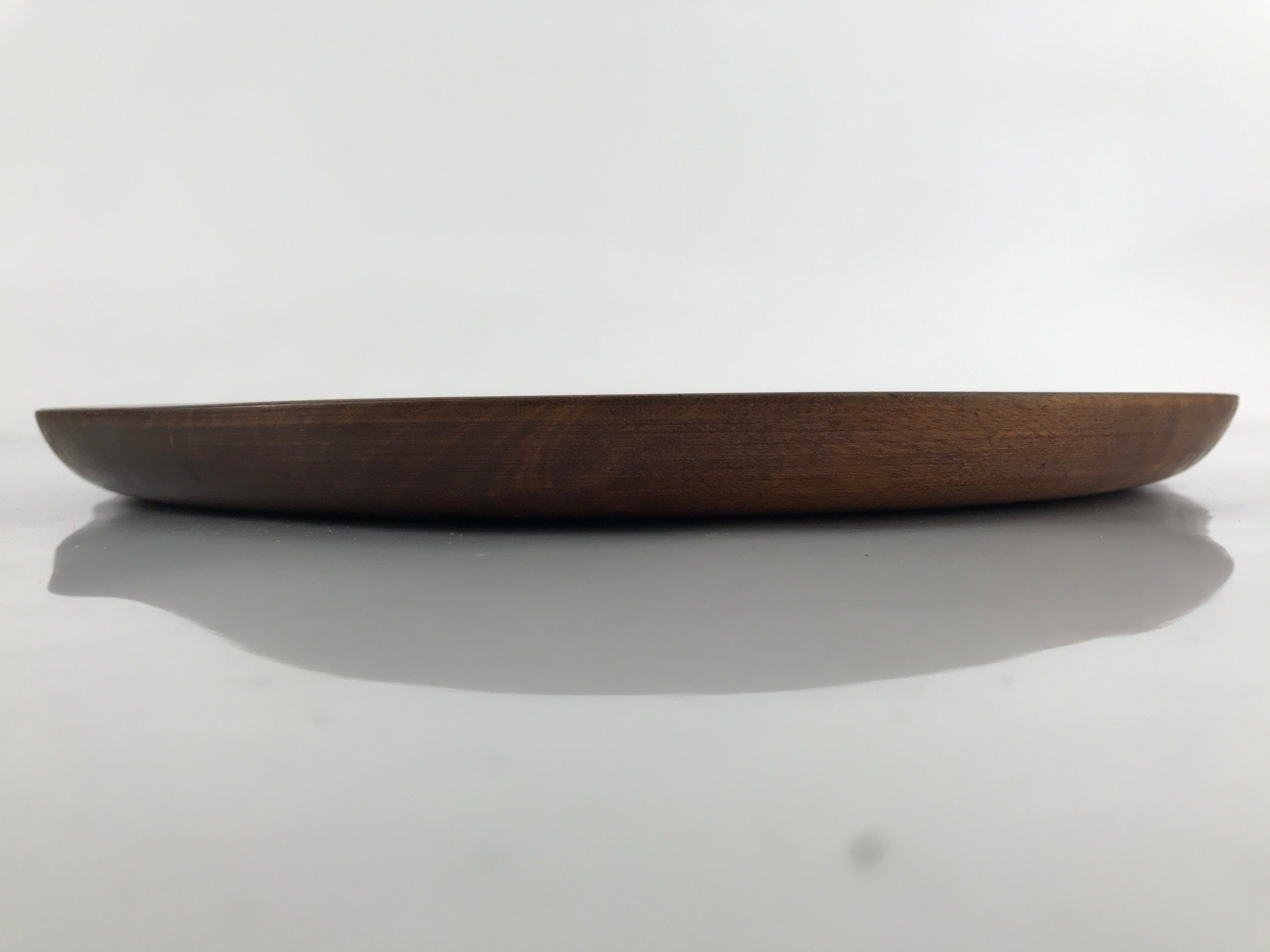Japanese Brushed Lacquer Wooden Serving Tray Vtg Large Round Obon Brown L257