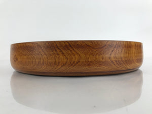 Japanese Brushed Lacquer Wooden Serving Tray Vtg Large Round Obon Brown L258