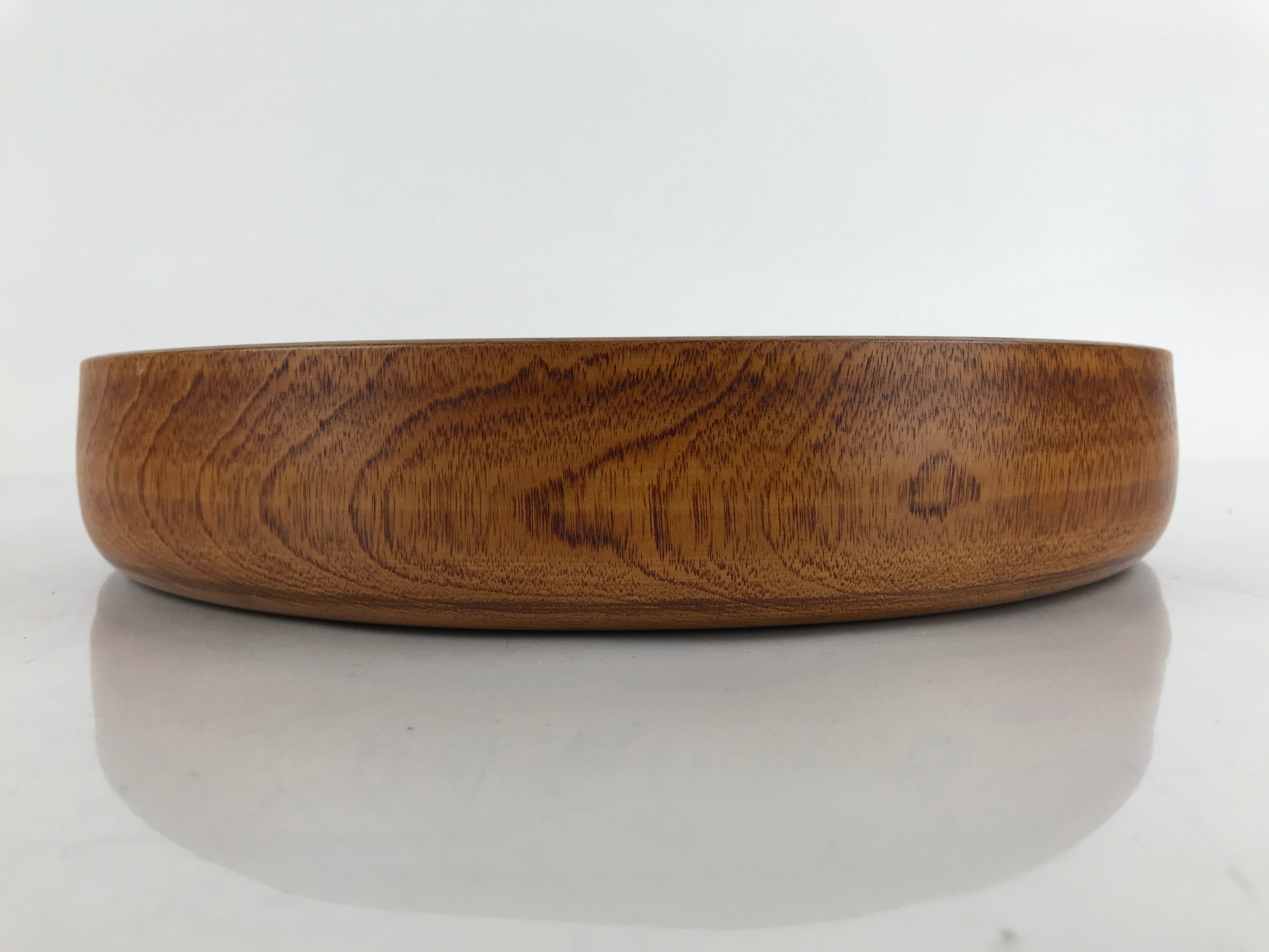 Japanese Brushed Lacquer Wooden Serving Tray Vtg Large Round Obon Brown L258