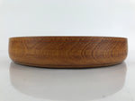 Japanese Brushed Lacquer Wooden Serving Tray Vtg Large Round Obon Brown L258