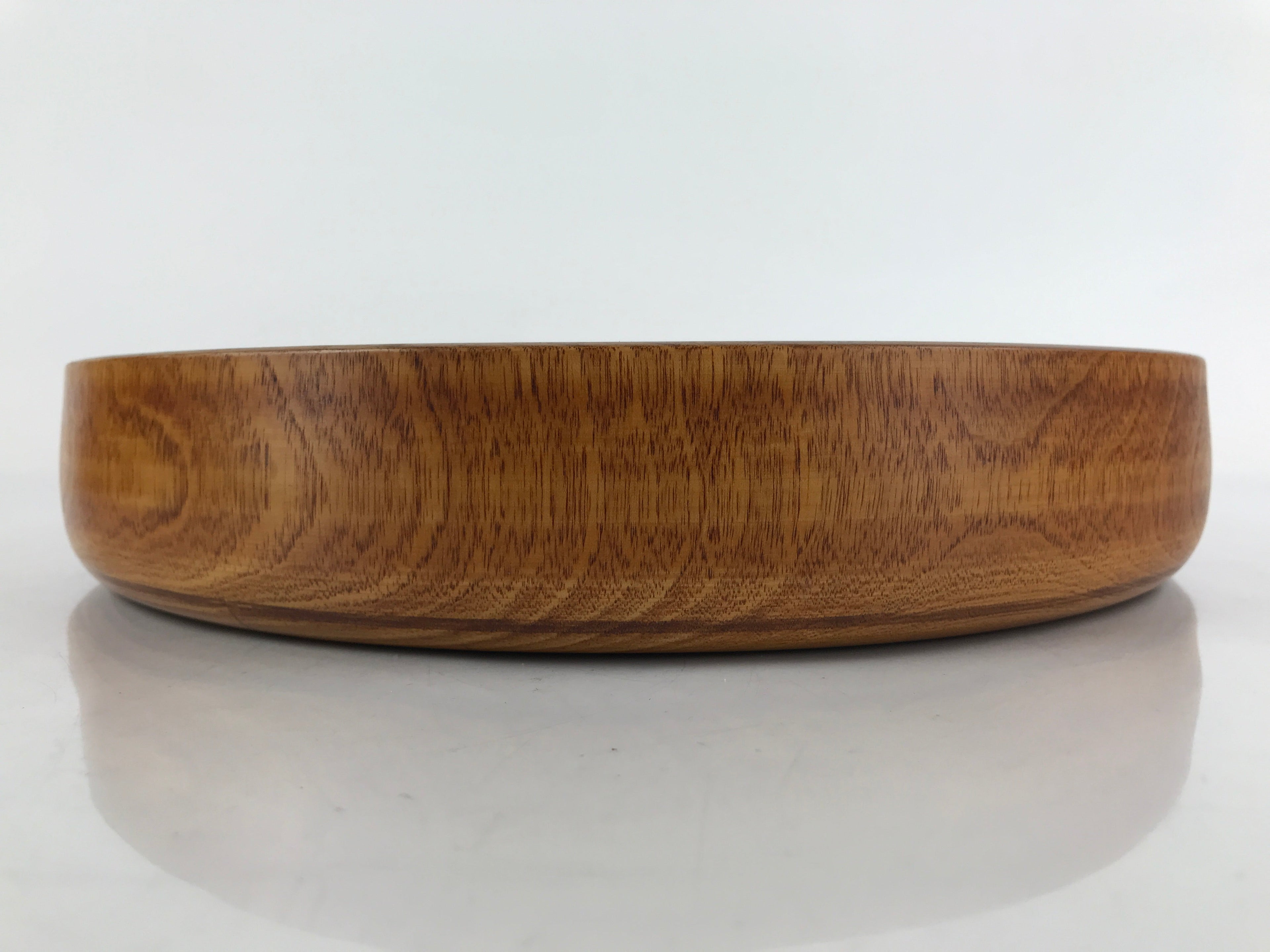 Japanese Brushed Lacquer Wooden Serving Tray Vtg Large Round Obon Brown L258