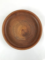 Japanese Brushed Lacquer Wooden Serving Tray Vtg Large Round Obon Brown L258