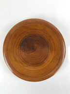 Japanese Brushed Lacquer Wooden Serving Tray Vtg Large Round Obon Brown L258