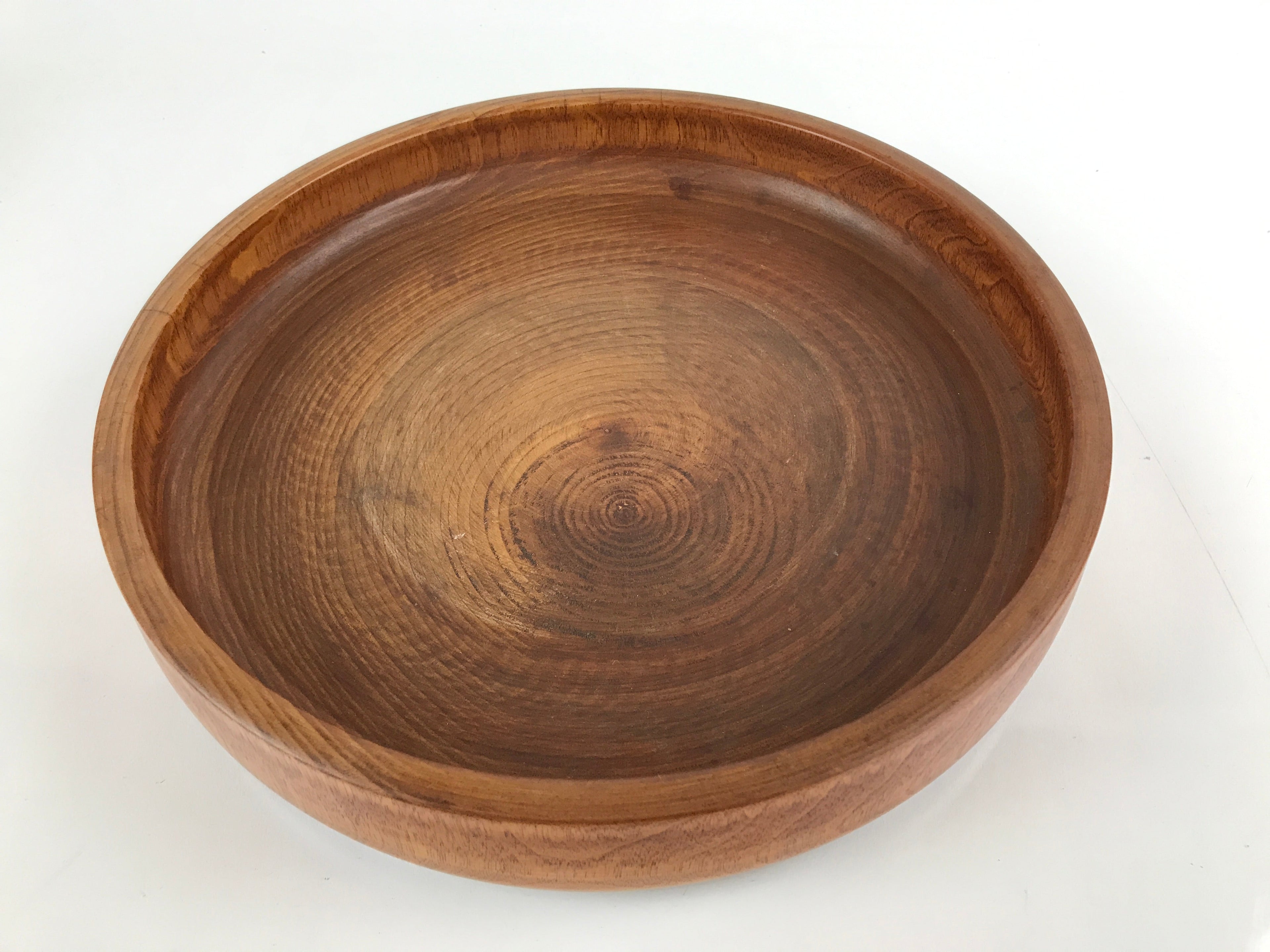 Japanese Brushed Lacquer Wooden Serving Tray Vtg Large Round Obon Brown L258