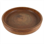Japanese Brushed Lacquer Wooden Serving Tray Vtg Large Round Obon Brown L258