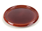 Japanese Brushed Lacquer Wooden Serving Tray Vtg Round Brown Shunkei Obon L36