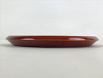 Japanese Brushed Lacquer Wooden Serving Tray Vtg Round Brown Shunkei Obon L36