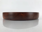 Japanese Brushed Lacquer Wooden Serving Tray Vtg Round Obon Brown L150