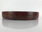 Japanese Brushed Lacquer Wooden Serving Tray Vtg Round Obon Brown L150