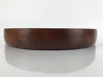 Japanese Brushed Lacquer Wooden Serving Tray Vtg Round Obon Brown L150