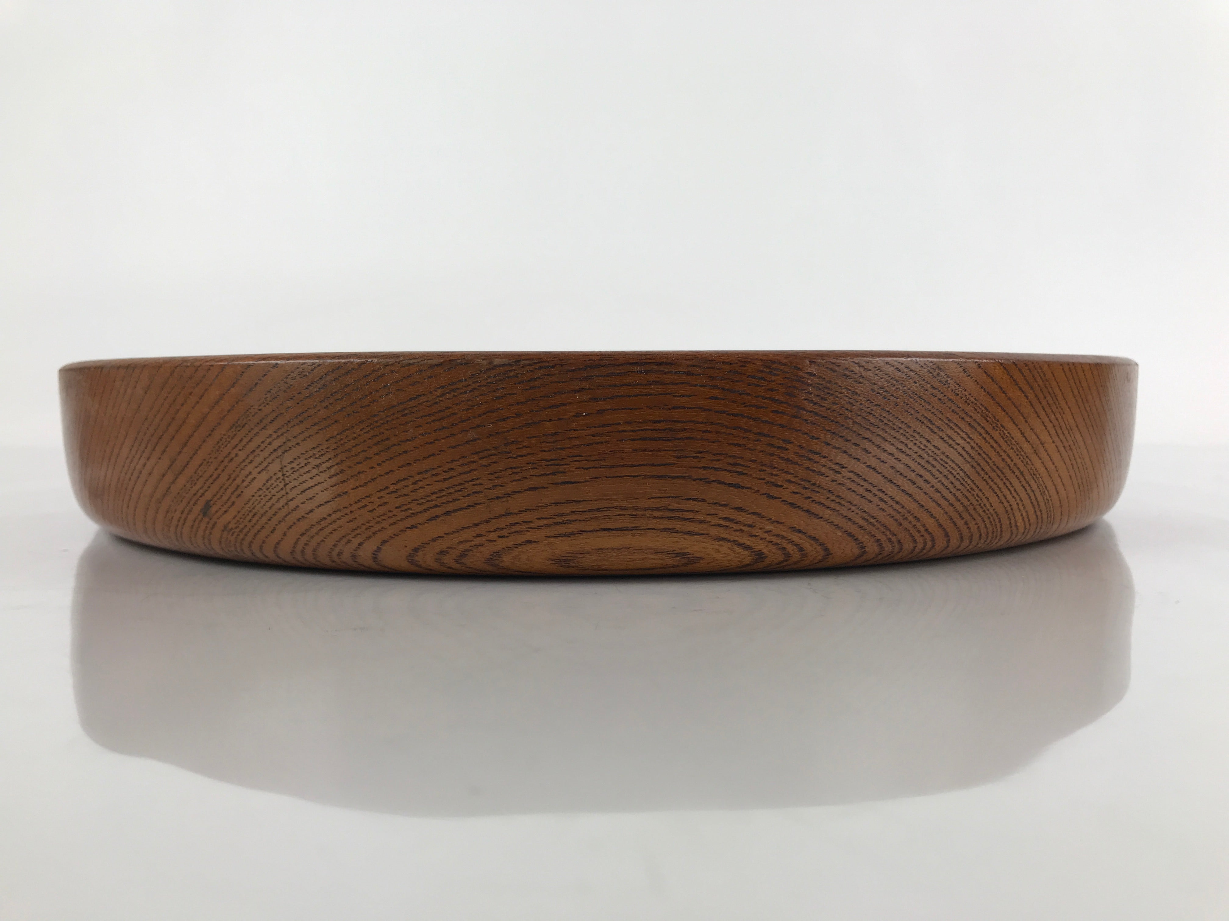 Japanese Brushed Lacquer Wooden Serving Tray Vtg Round Obon Brown L151