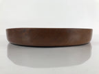 Japanese Brushed Lacquer Wooden Serving Tray Vtg Round Obon Brown L151