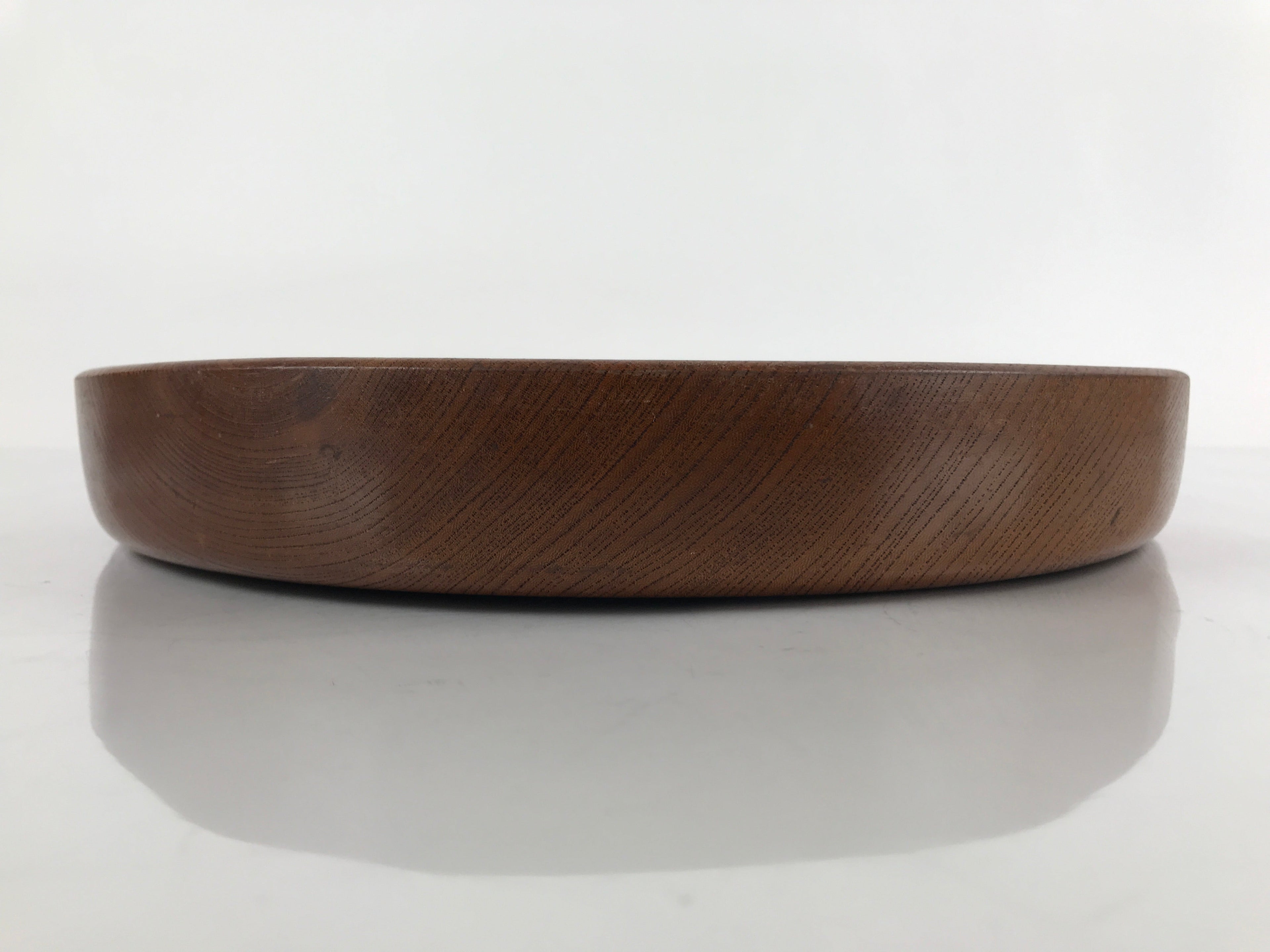 Japanese Brushed Lacquer Wooden Serving Tray Vtg Round Obon Brown L151