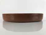 Japanese Brushed Lacquer Wooden Serving Tray Vtg Round Obon Brown L151