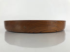 Japanese Brushed Lacquer Wooden Serving Tray Vtg Round Obon Brown L151