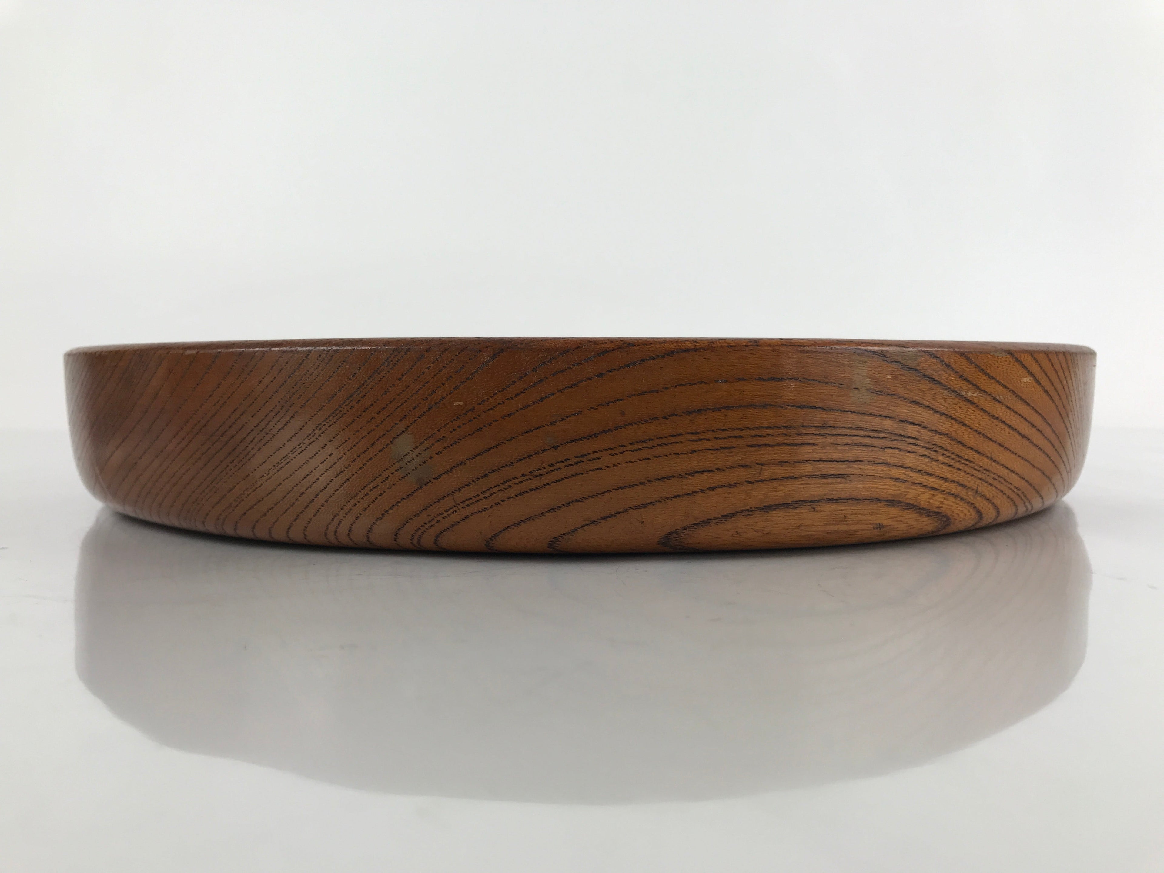 Japanese Brushed Lacquer Wooden Serving Tray Vtg Round Obon Brown L151