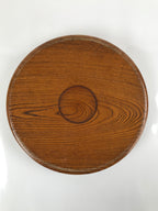 Japanese Brushed Lacquer Wooden Serving Tray Vtg Round Obon Brown L151