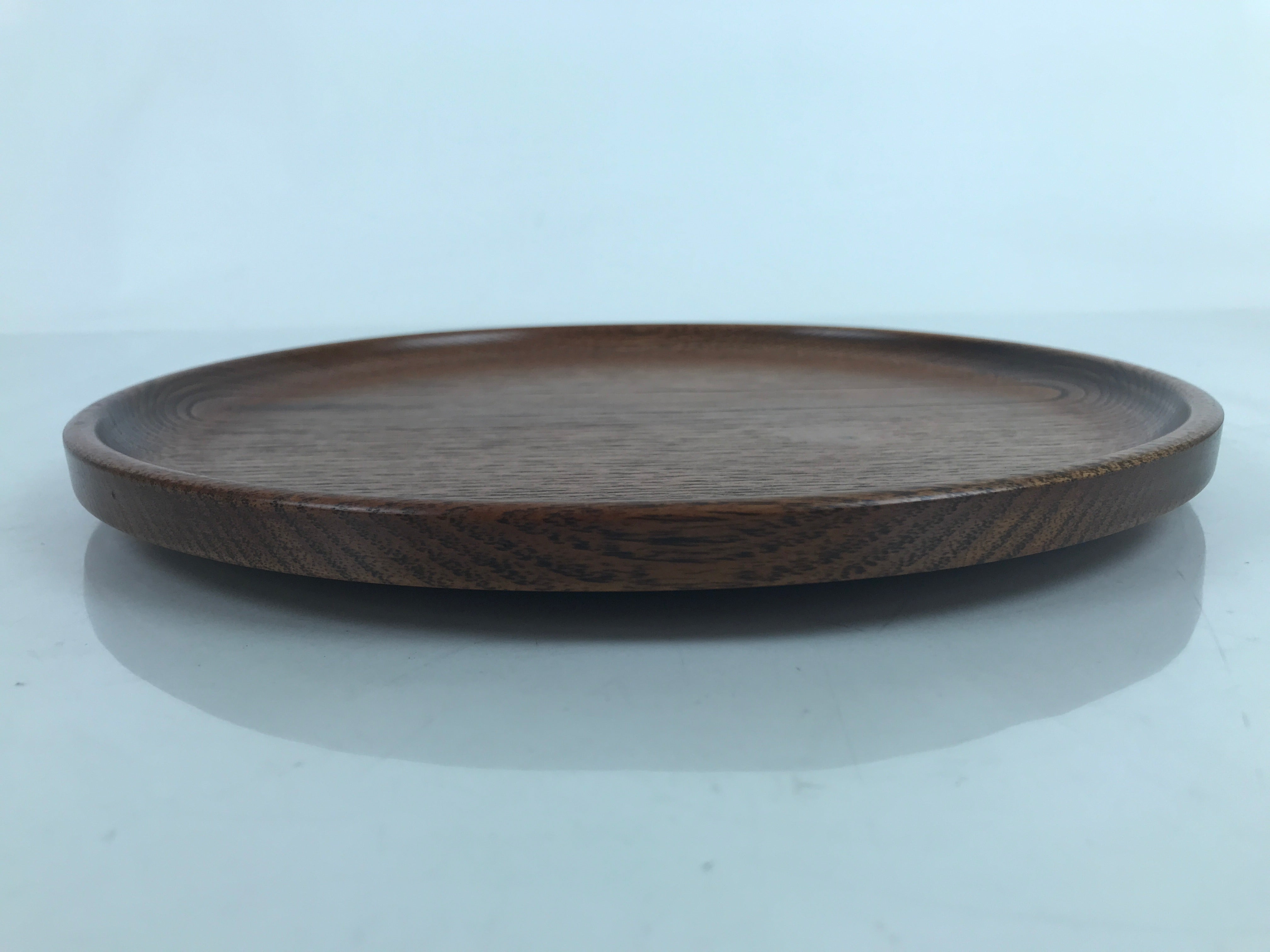 Japanese Brushed Lacquer Wooden Serving Tray Vtg Round Obon Brown L317