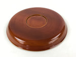 Japanese Brushed Lacquer Wooden Serving Tray Vtg Round Obon Brown Shunkei L34